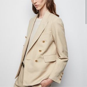 Nili Lotan Henry Khaki Double-Breasted‎ Button Placket Blazer Sz 4